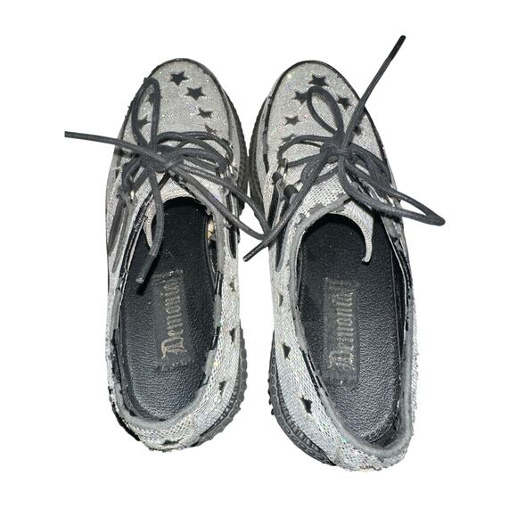 Demonia Creeper-415 Women's Gothic Glitter Star Platform Creepers Shoes Sz 11 - Picture 7 of 9